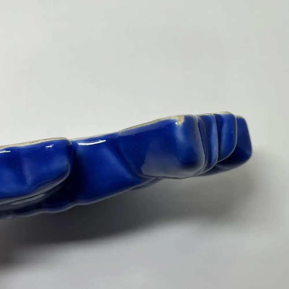 Vtg Treasure Craft Tropical Blue Fish Shaped Ceramic Spoon Rest Soap Dish USA
